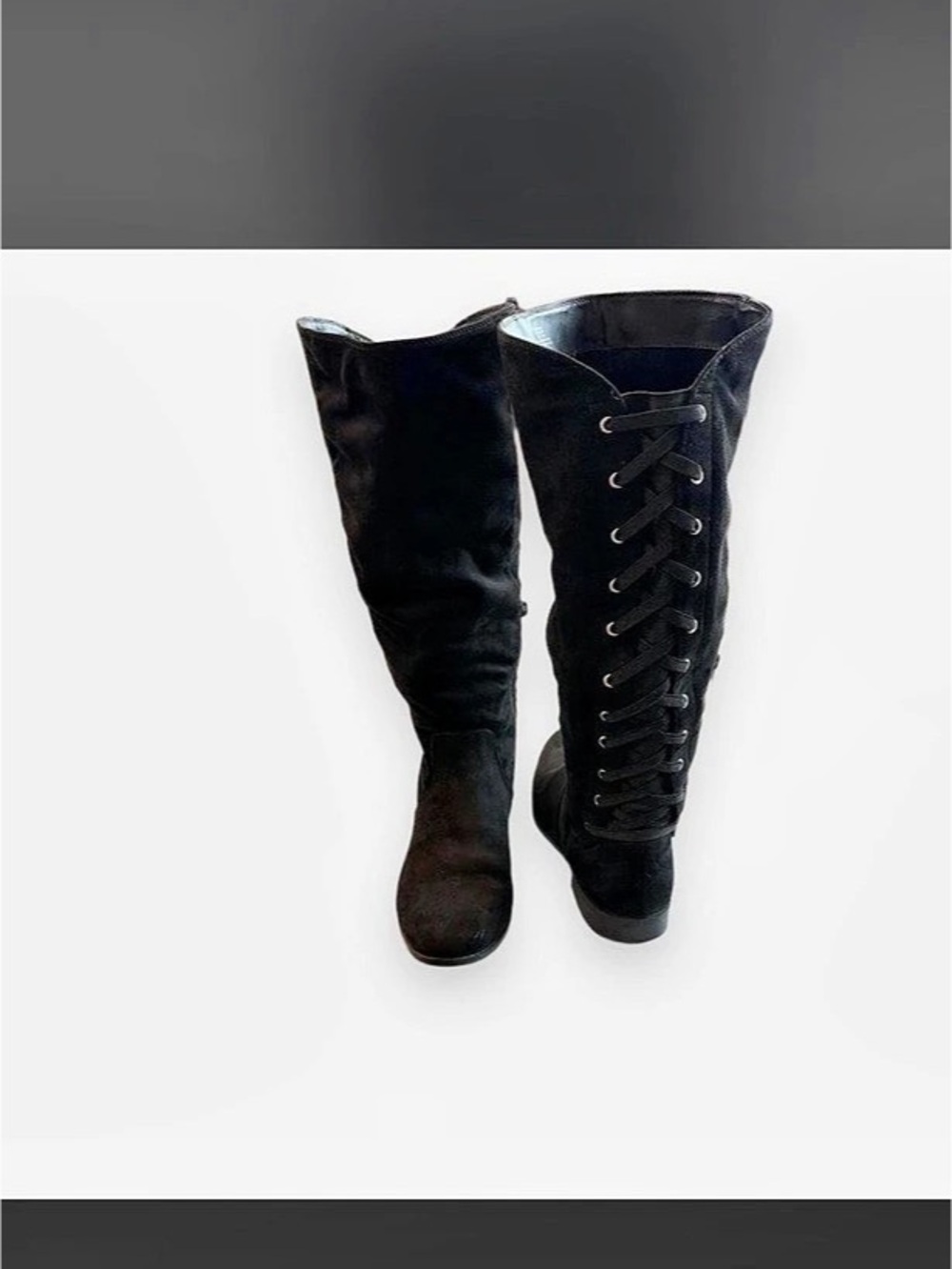 Kelly and Katie Over-the-Knee Lace-Up tall Boots Black US 7.5 wide calf